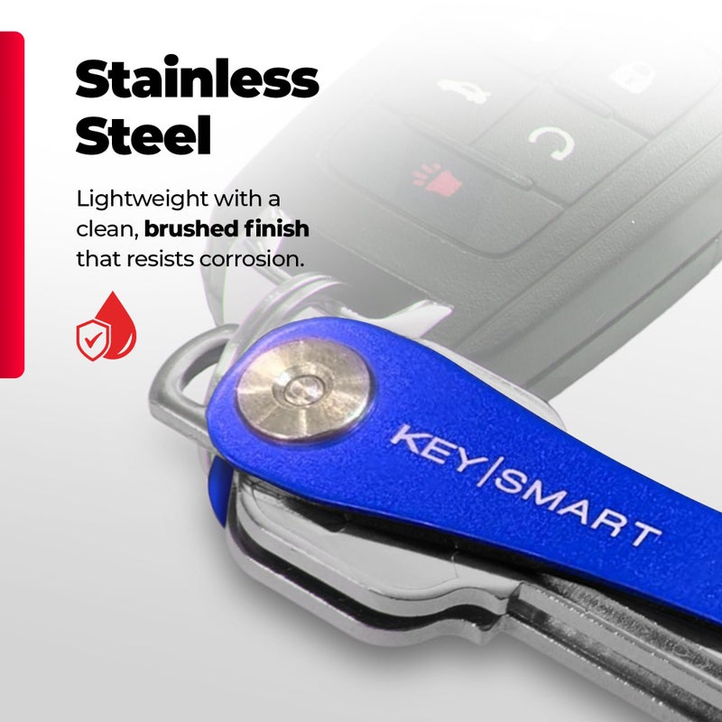 key smart KeySmart Original Key Holder - Compact Key Organizer for Key Chain, Minimalist Clutter-Free EDC Keychains Key Ring, Blue, 14 Keys - Image 5